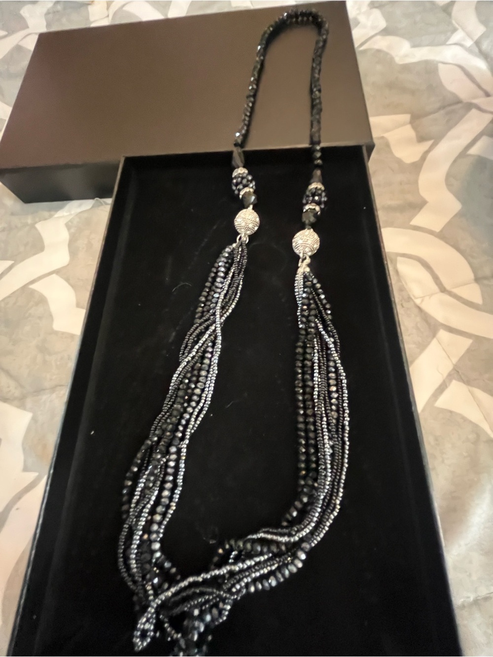 Park Lane Multi-Strand Black Beaded Statement Necklace